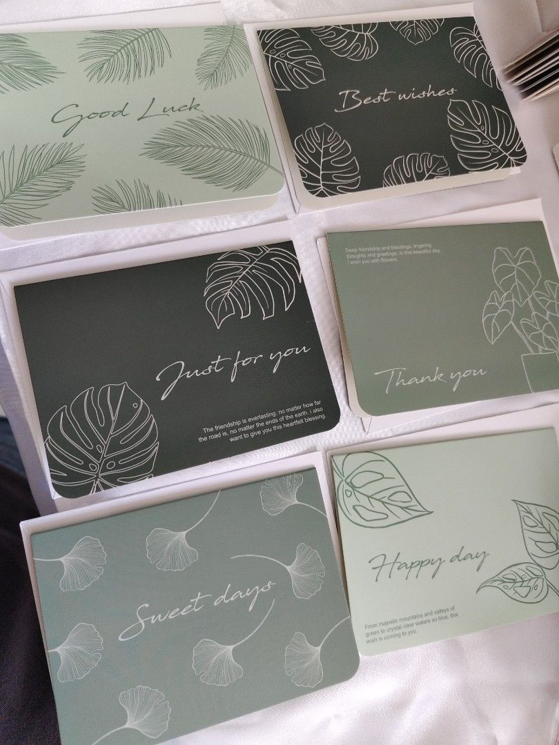 Botanical Greeting Cards with Envelopes| Good Luck| Thank You Card| For Jewelry Orders from the Store| Green Theme 🌲