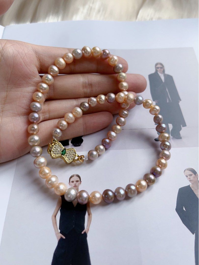 #PN558 [Sale][Candy Pearl] Freshwater Pearl Necklace |Candy Colour |Potato Shape