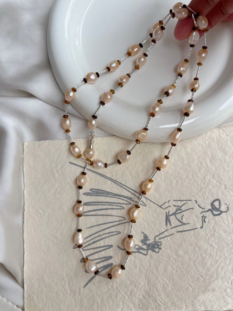 #PN526 Champagne Cheers|Freshwater Pearl Necklace |Super Long|Cool Silver Colour