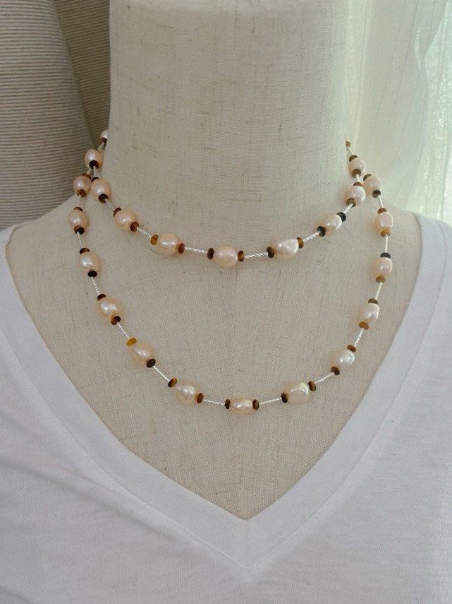 #PN526 Champagne Cheers|Freshwater Pearl Necklace |Super Long|Cool Silver Colour