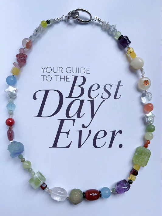#PN591 [ChromaGems] Blue Miracle |Freshwater Pearl & Gem Necklace & Bracelet Set|Green Grape Serpentine Jade|Flower Engraved Plaque|Bodhi Lotus|Fluorite |Quartz|”Star” Pearl |Bodhi Cat Claws Roasted Colour |Malachite