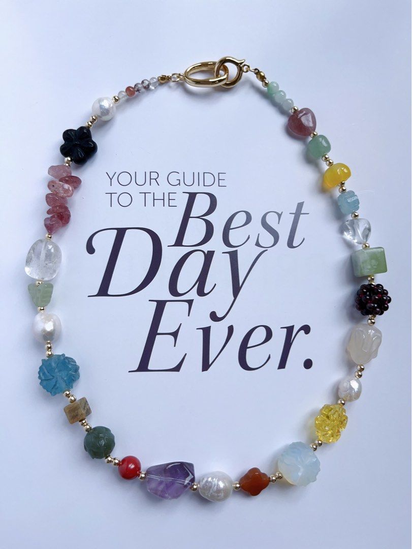 #PN595 [ChromaGems] Freshwater Pearl & Gems Necklace & Bracelet Set|Baroque Pearl |Garnet Flower Ball|Green Grape Serpentine Jade|Yellow, Purple, Strawberry, White Quartz |Opal|Rabbit Agate|Aquamarine Lotus|Rabbit Shell Pearl