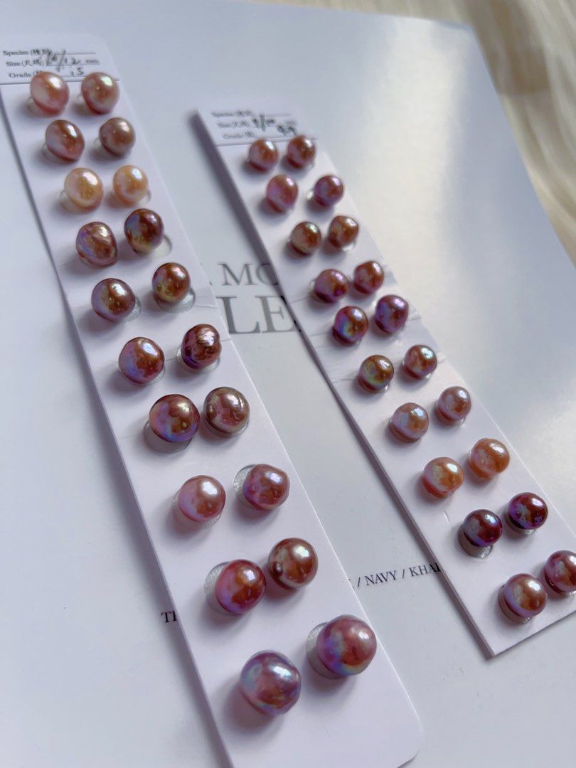 [Sale][Customisation Order] Freshwater Baroque Pearl Ear Studs Customisation| Wrinkled Crystal Sugar Baroque Pearl |Superb Metallic Lustre|Natural Colours & Shapes & Flaws|Irregular