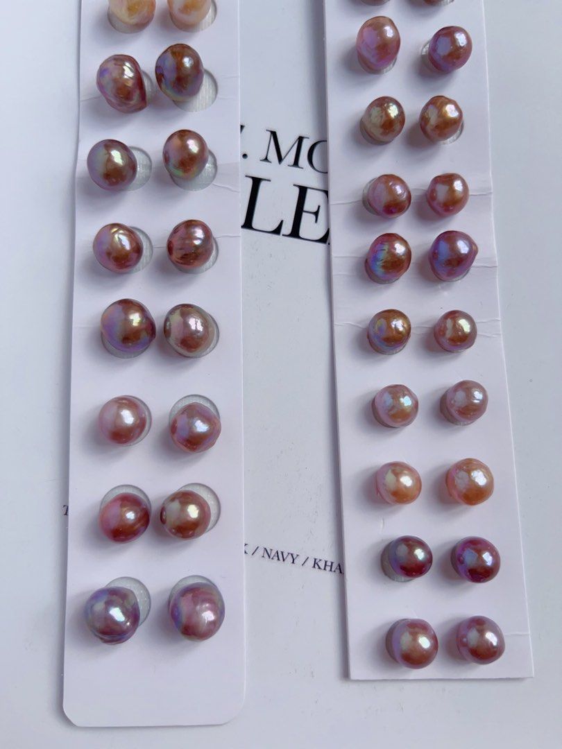 [Sale][Customisation Order] Freshwater Baroque Pearl Ear Studs Customisation| Wrinkled Crystal Sugar Baroque Pearl |Superb Metallic Lustre|Natural Colours & Shapes & Flaws|Irregular