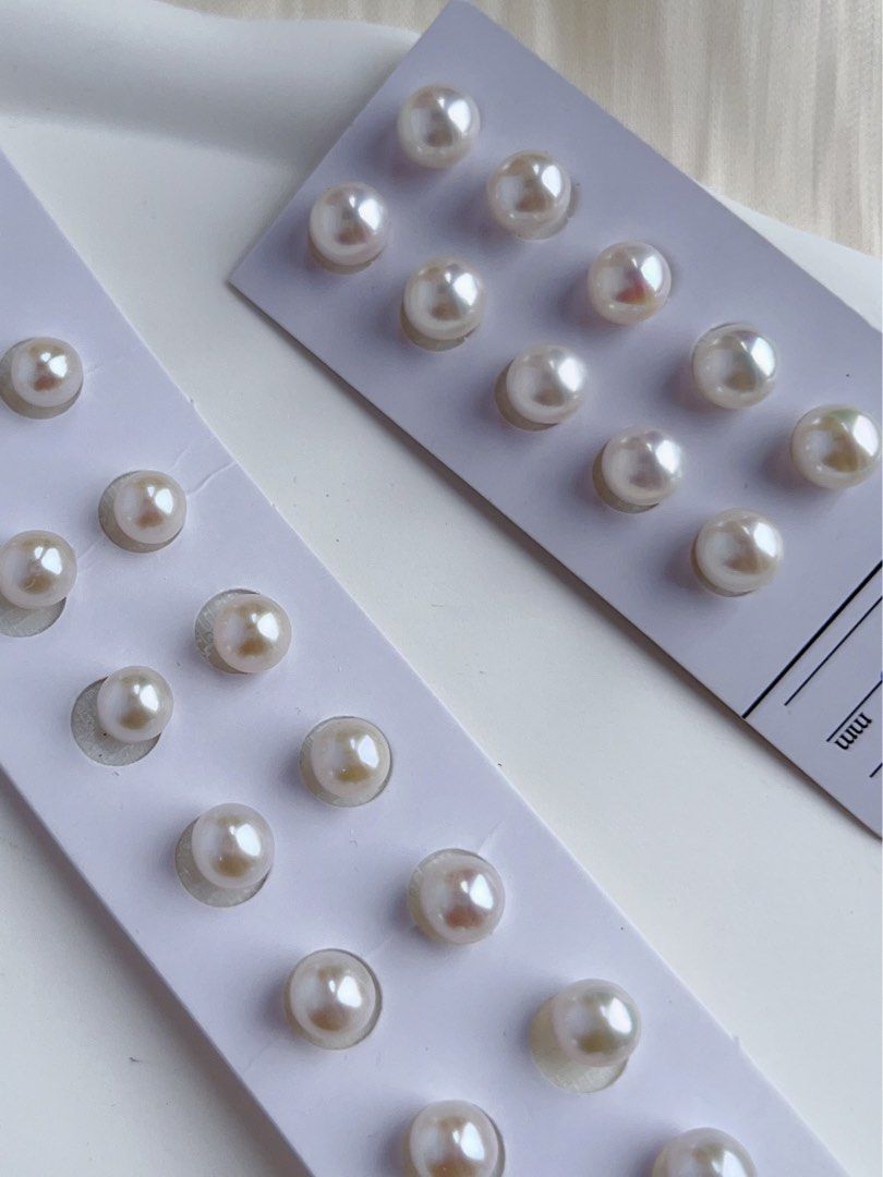 [Sale] [Customisation Order] Freshwater White Round Pearl Ear Studs|6.5-7mm|7-7.5mm|Minimalist|Classic