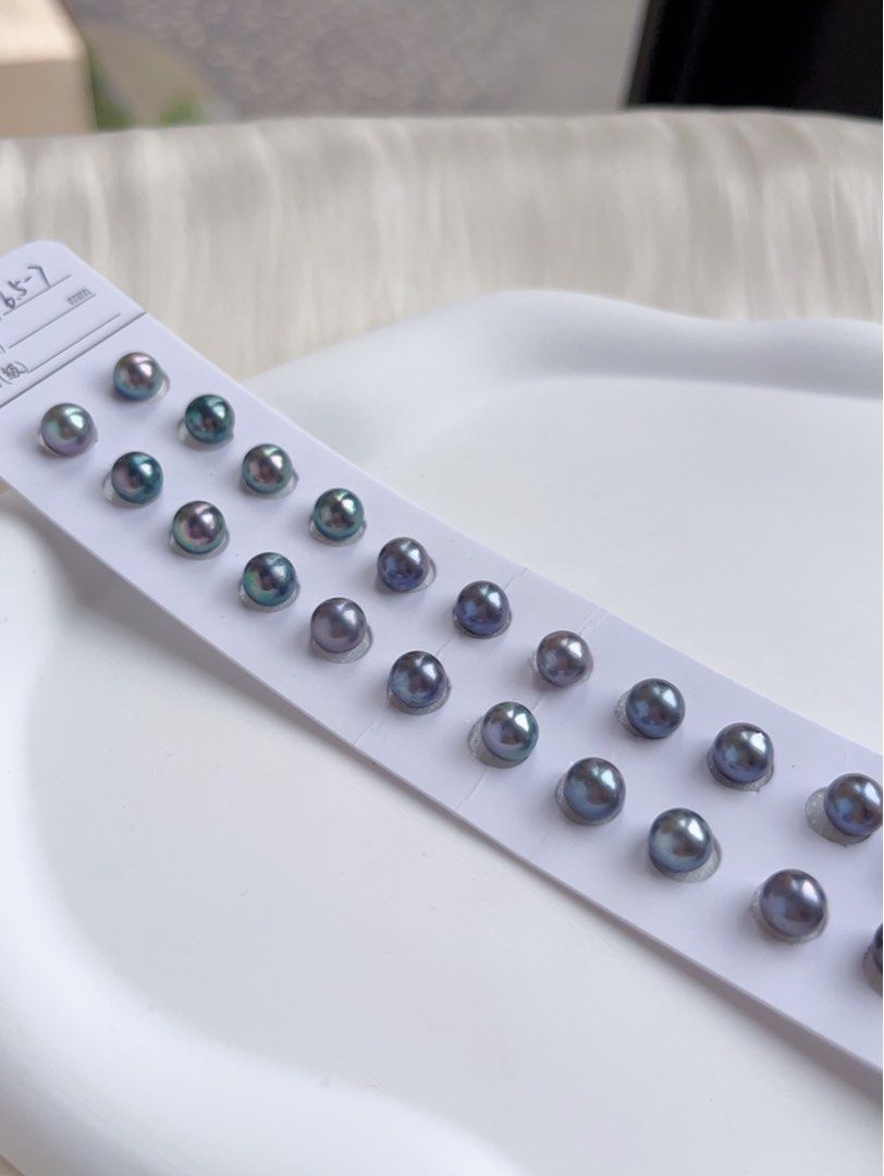 [Customisation Order] Genuine Seawater Japan Madama Pearl Ear Studs|6.5mm-7mm|Dark Blue, Grey, Purple Shades