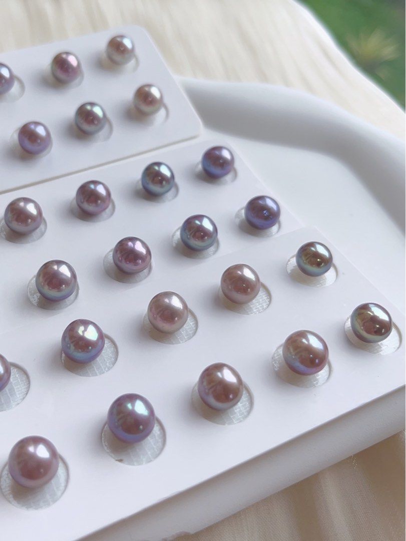 [Sale][Customisation Order] Purple Fantasy |Freshwater Pearl Earrings |Edison Pearl|Metallic Lustre|9mm-10mm|Irregular Shape|Deep Shades