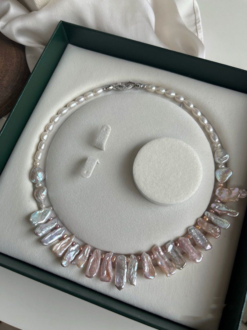 #PN450 Fairy Pink|Freshwater Pearl Necklace |Pink-purple Lute Pearl |Excellent Lustre |Baby Baroque |Zircon Clasp