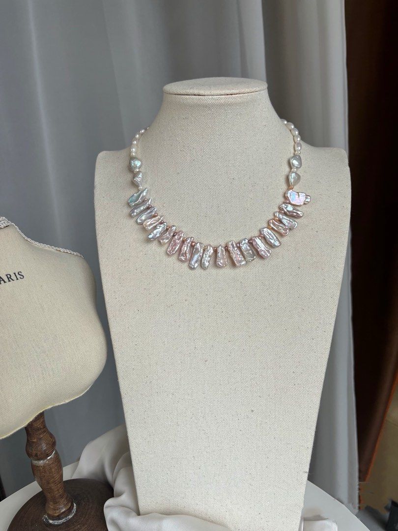 #PN450 Fairy Pink|Freshwater Pearl Necklace |Pink-purple Lute Pearl |Excellent Lustre |Baby Baroque |Zircon Clasp