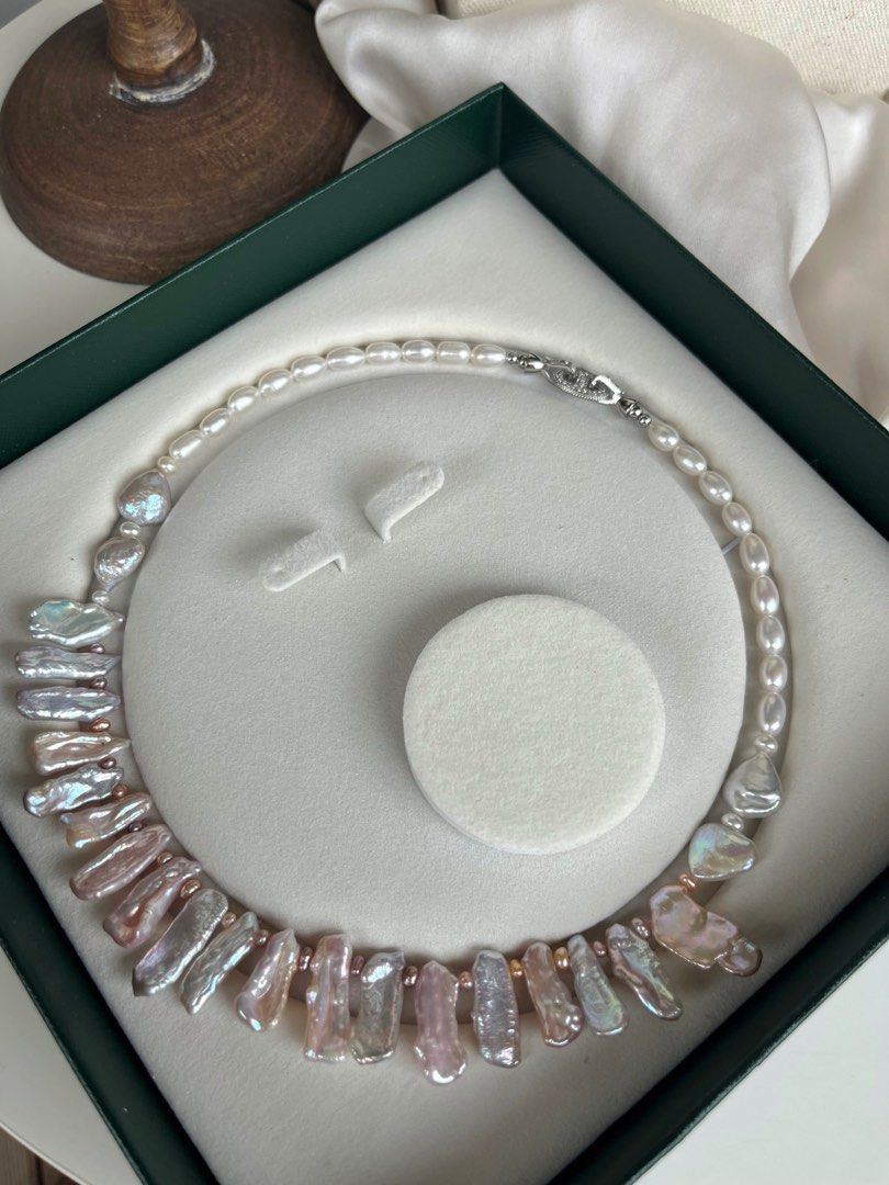 #PN450 Fairy Pink|Freshwater Pearl Necklace |Pink-purple Lute Pearl |Excellent Lustre |Baby Baroque |Zircon Clasp