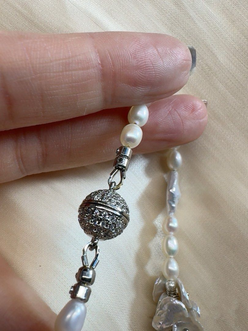 #PN488 [Floral Series] Contemporary Chic| Freshwater Pearl Necklace |Purple Quartz |Mixed Shapes| Magnetic Clasp