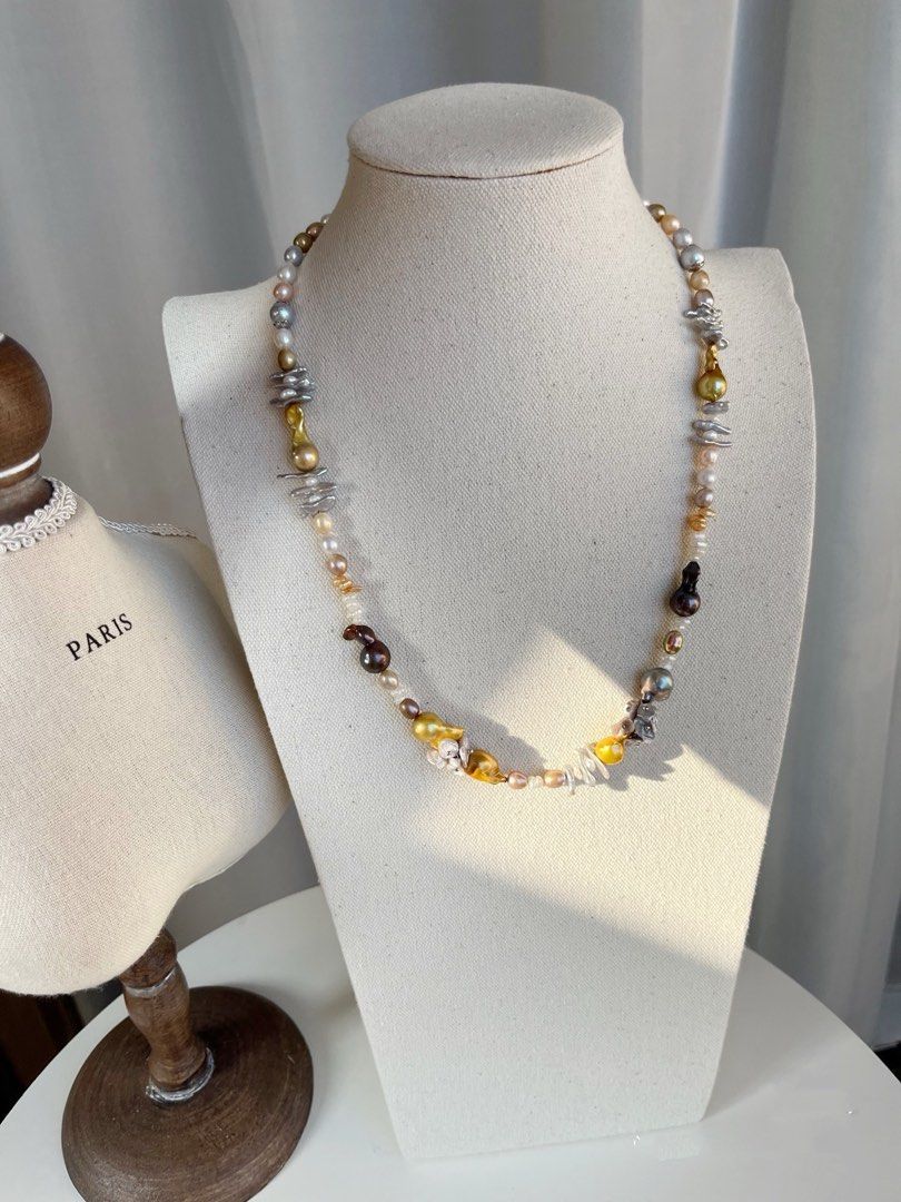 #PN473 [Floral Series] Dynasty Fantasy | Freshwater Pearl Necklace |Electro-treated Colour |Mixed Colours|Baroque Pearl