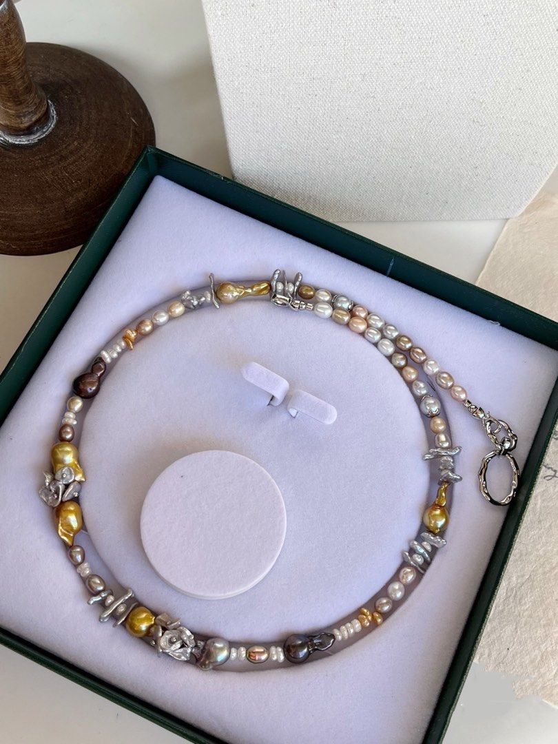 #PN473 [Floral Series] Dynasty Fantasy | Freshwater Pearl Necklace |Electro-treated Colour |Mixed Colours|Baroque Pearl