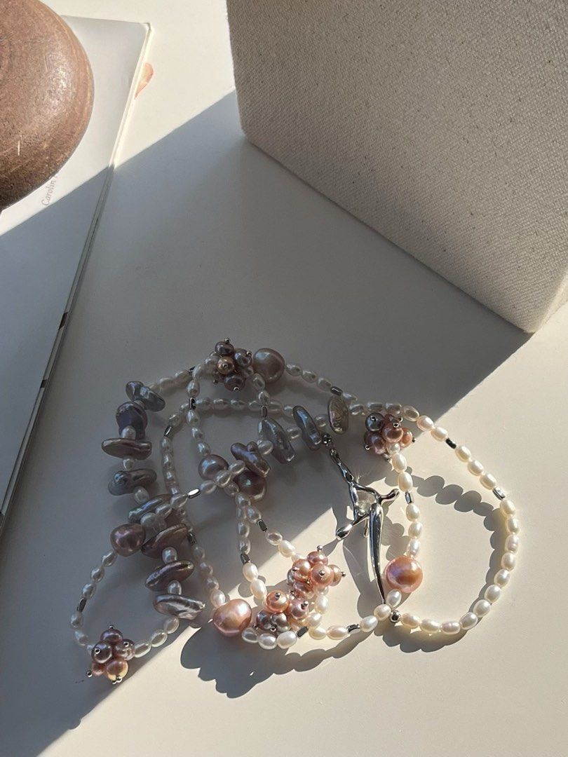 #PN530 [Floral Series] Purple Sky |Freshwater Pearl Necklace |Long Necklace |Multiple Wearing|Irregular Shaped Baroque Pearl |Pearl Petal Flowers