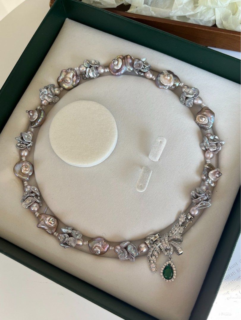 #PN478 [Floral Series] Rose Manor| Freshwater Pearl Necklace |Gorgeous|Big Bow Tie Pendant