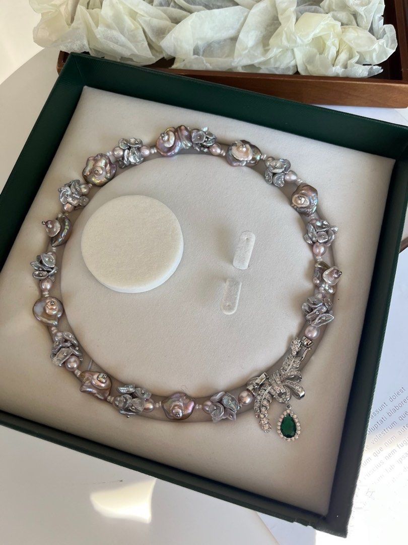 #PN478 [Floral Series] Rose Manor| Freshwater Pearl Necklace |Gorgeous|Big Bow Tie Pendant