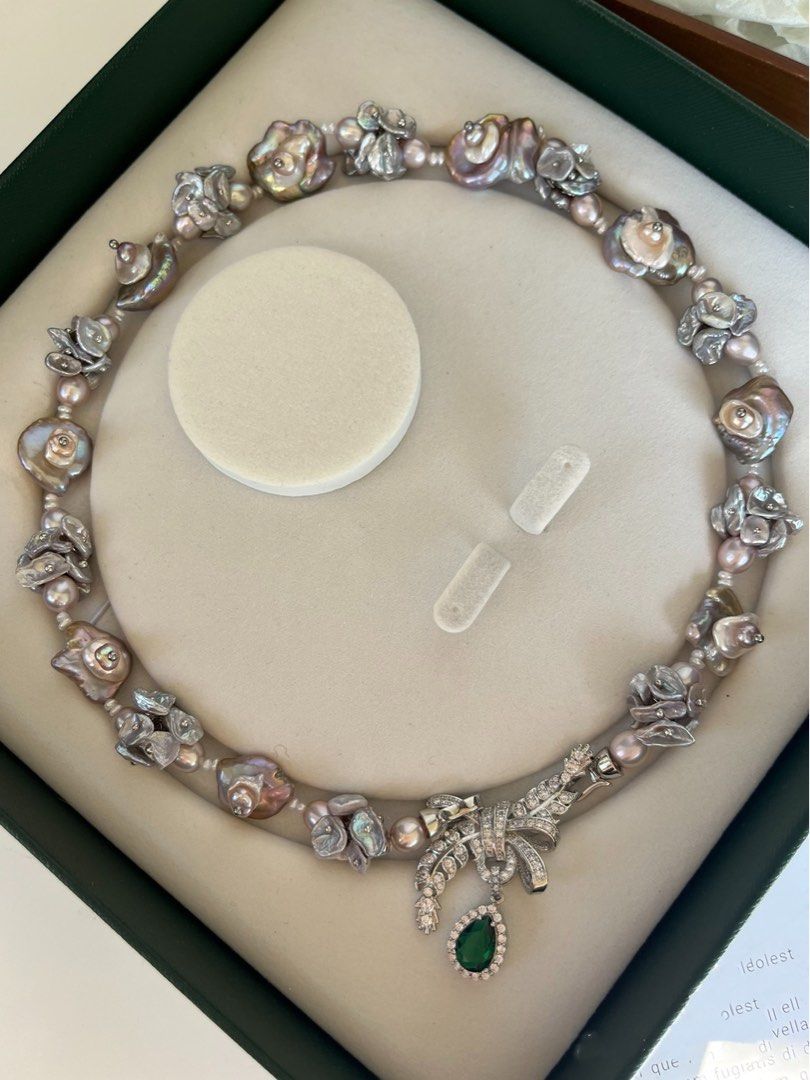 #PN478 [Floral Series] Rose Manor| Freshwater Pearl Necklace |Gorgeous|Big Bow Tie Pendant