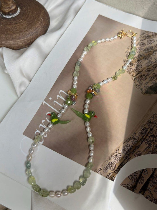#PN479 [Floral Series] Summer Bird|Prehnite|Natural Stones