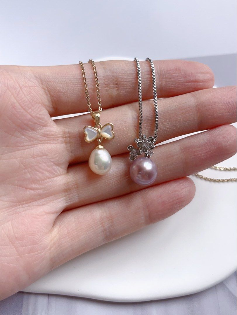 [Sale]Freshwater Pearl Necklace |Edison Pearl |Baroque Pearl |Pendant Necklace |Zircon|Excellent Lustre
