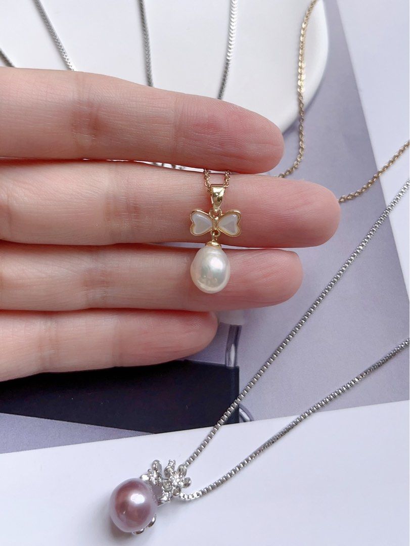 [Sale]Freshwater Pearl Necklace |Edison Pearl |Baroque Pearl |Pendant Necklace |Zircon|Excellent Lustre