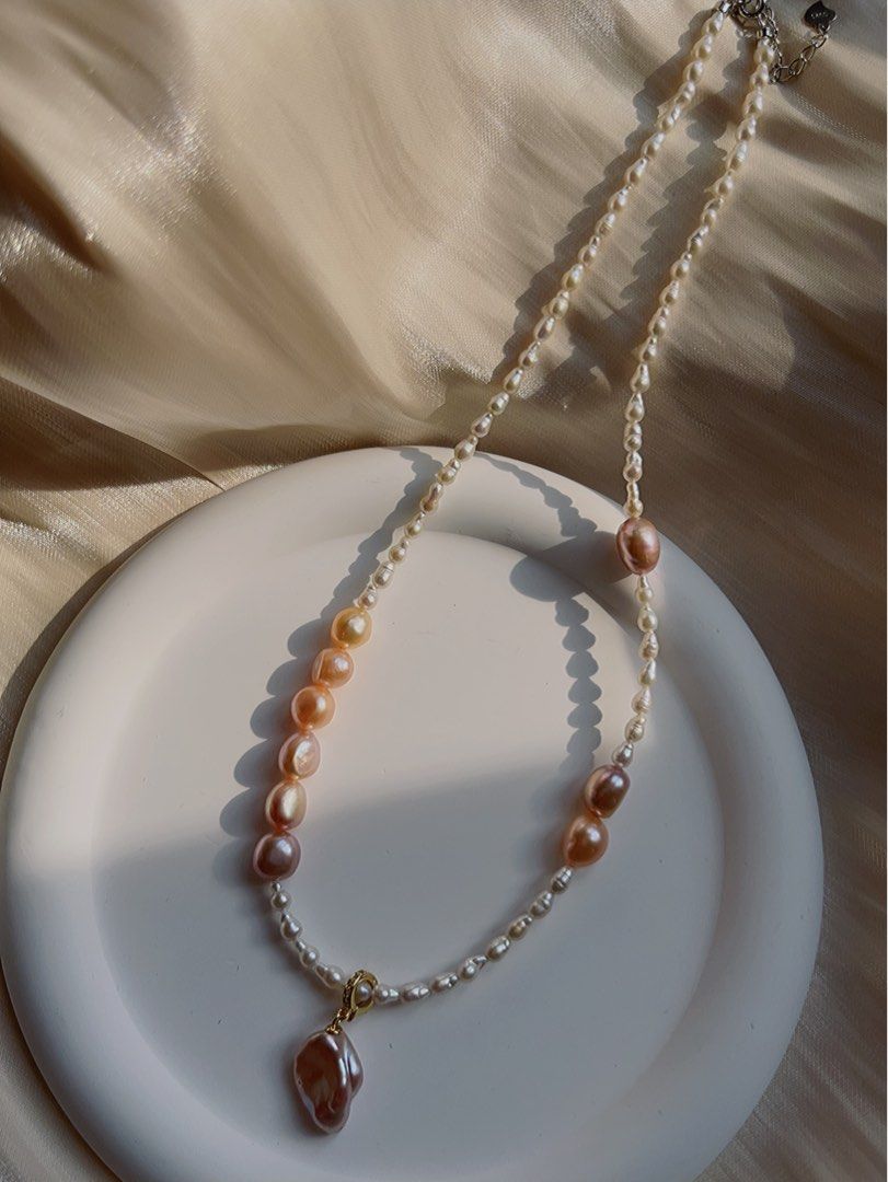 #PN579 Freshwater Baroque Pearl Necklace |Baby Pearls|Removable “Leaf” Pendant |Mixed Colour