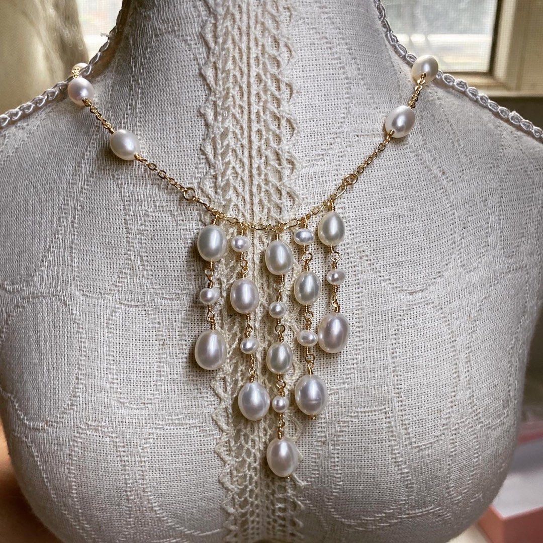 #PN584 [Sale] Freshwater Pearl Necklace |Dripping Pearls| Elegant
