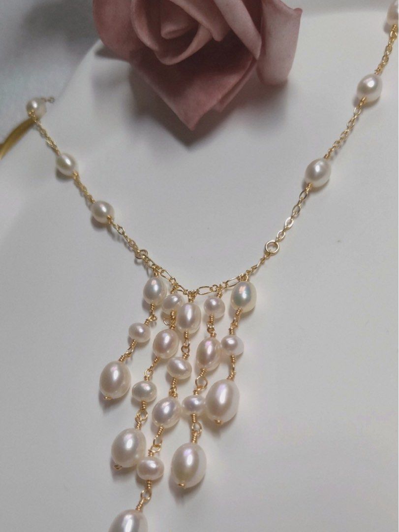 #PN584 [Sale] Freshwater Pearl Necklace |Dripping Pearls| Elegant