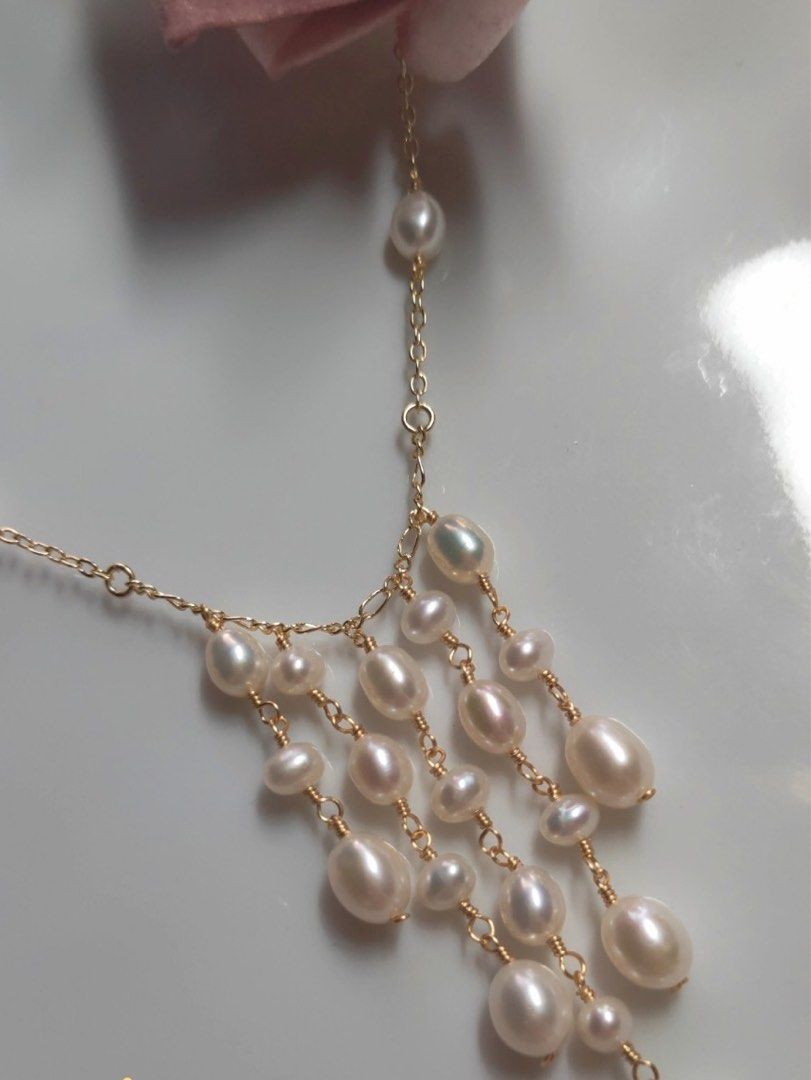 #PN584 [Sale] Freshwater Pearl Necklace |Dripping Pearls| Elegant