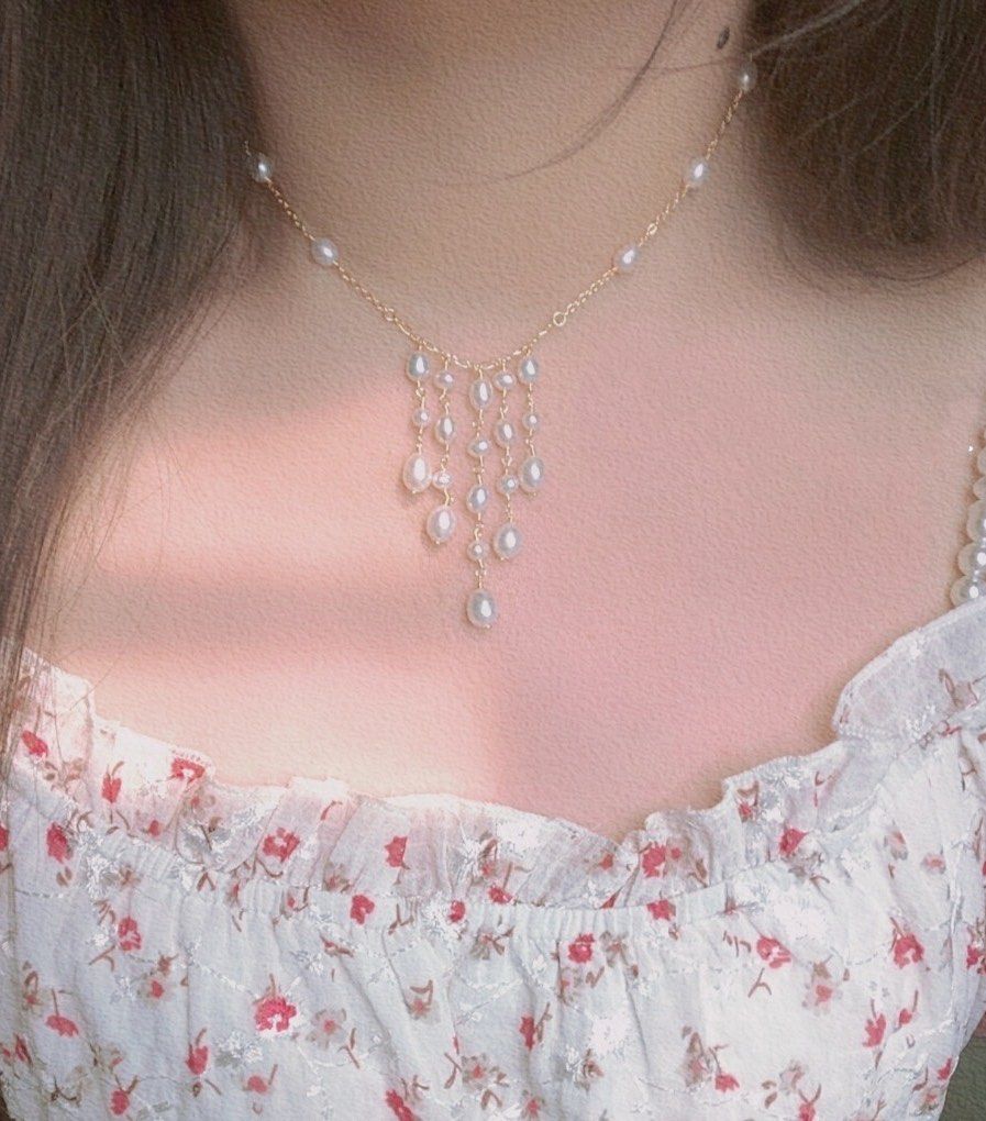 #PN584 [Sale] Freshwater Pearl Necklace |Dripping Pearls| Elegant