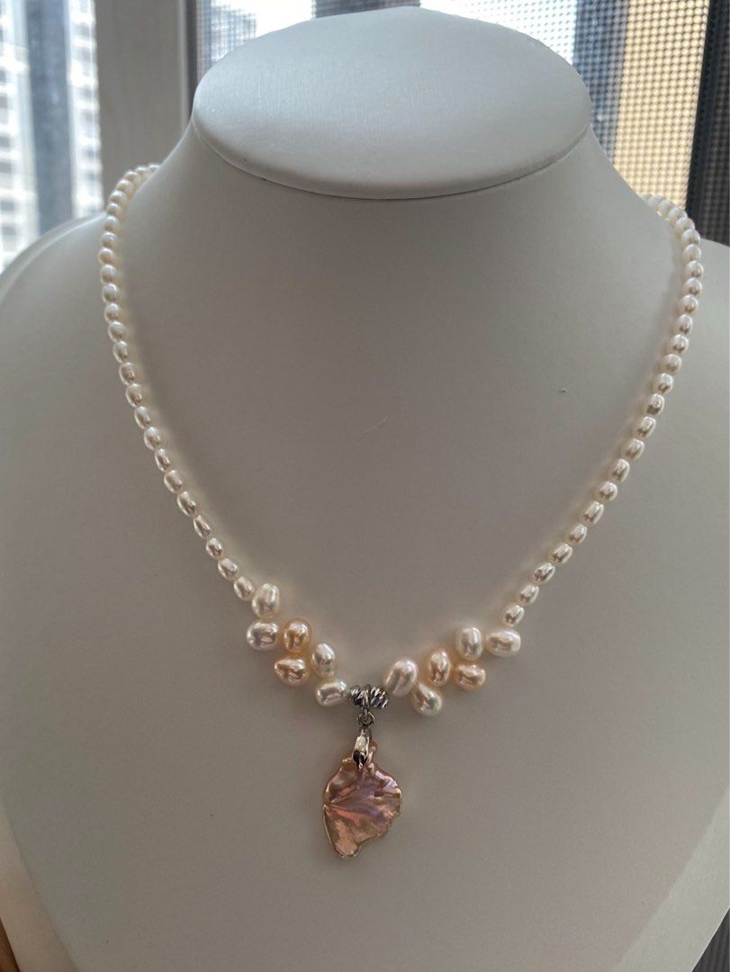 #PN582 [Clearance Sale] Freshwater Pearl Necklace |Flower Petal Pendant |Superb Lustre|Baby Pearls |Mixed Colour