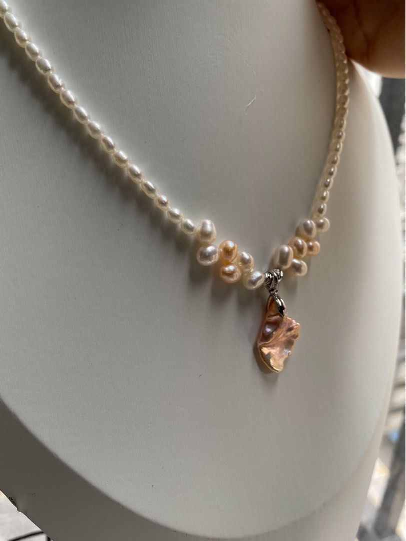 #PN582 [Clearance Sale] Freshwater Pearl Necklace |Flower Petal Pendant |Superb Lustre|Baby Pearls |Mixed Colour