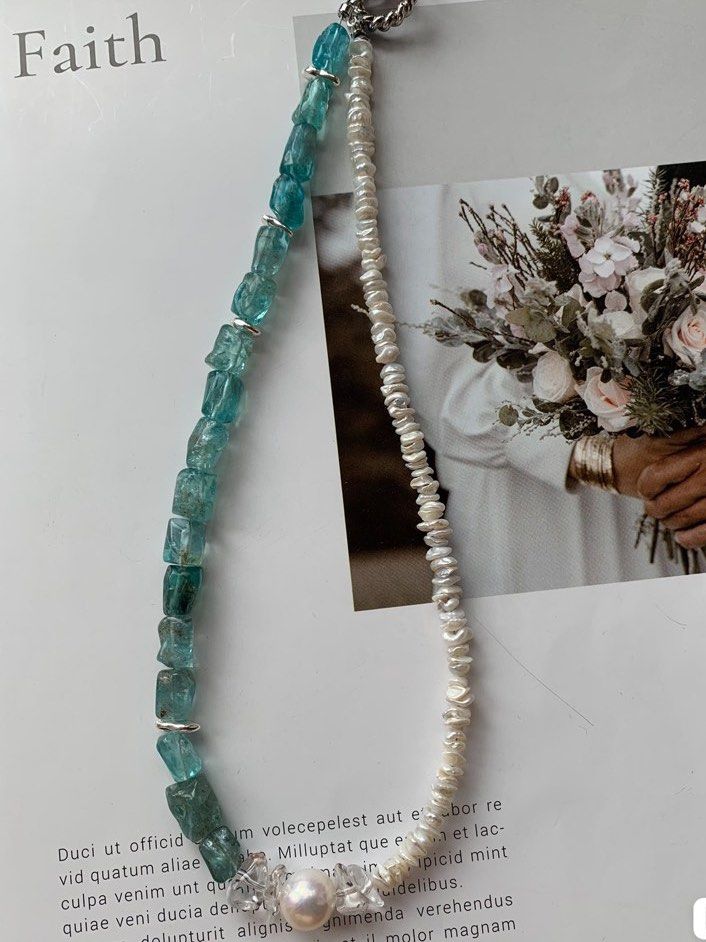[Sale]Freshwater Pearl Necklace |Layered Petal Pearl|Blue Fluorite