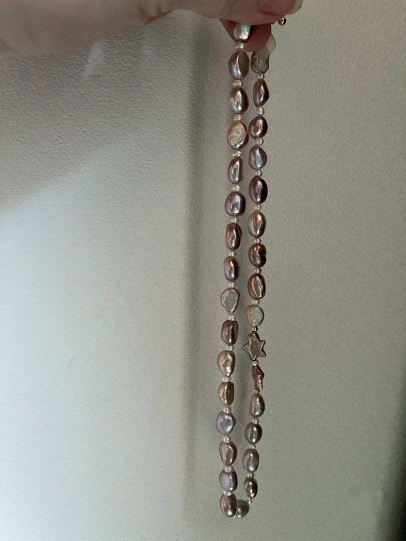 #PN583 [Clearance Sale] Freshwater Pearl Necklace |Purple Baroque Pearl |Star shaped Pearl |Metallic Lustre