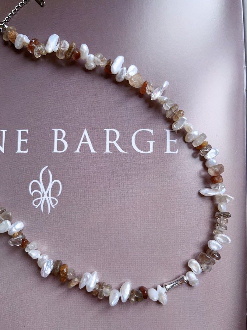 #PN545 Gentle Brown |Freshwater Pearl Necklace |Rutilated Quartz |Baroque Pearl