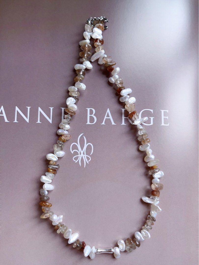 #PN545 Gentle Brown |Freshwater Pearl Necklace |Rutilated Quartz |Baroque Pearl