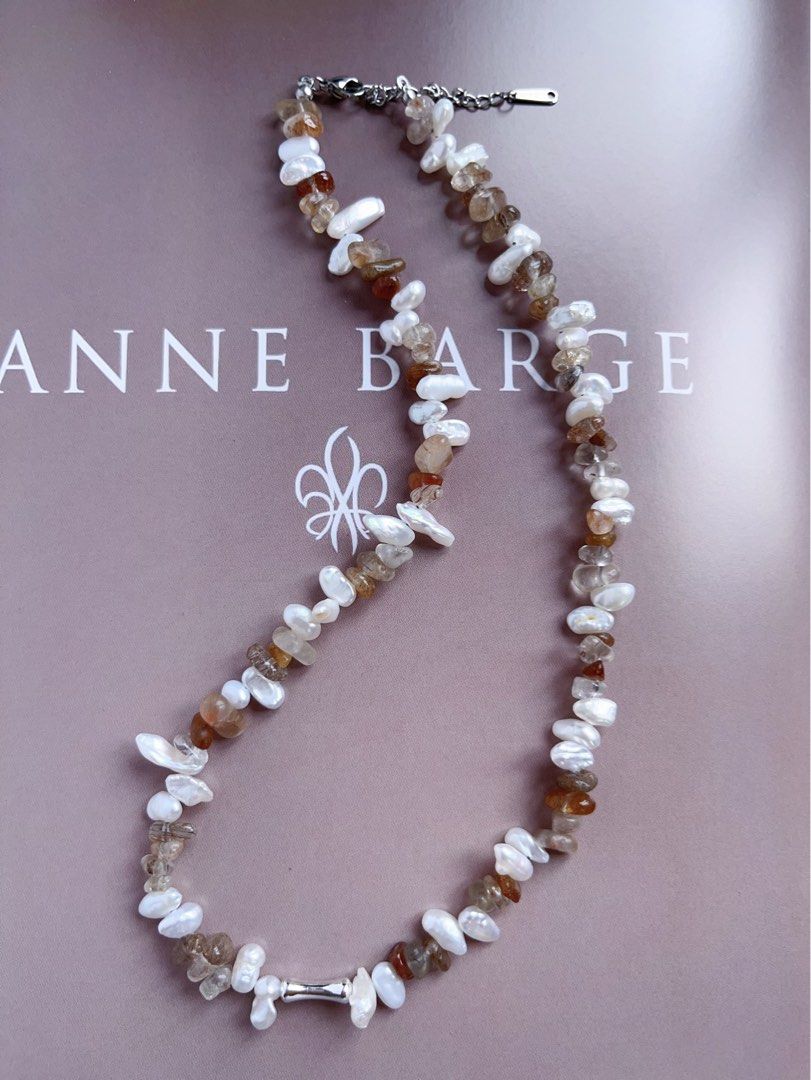 #PN545 Gentle Brown |Freshwater Pearl Necklace |Rutilated Quartz |Baroque Pearl