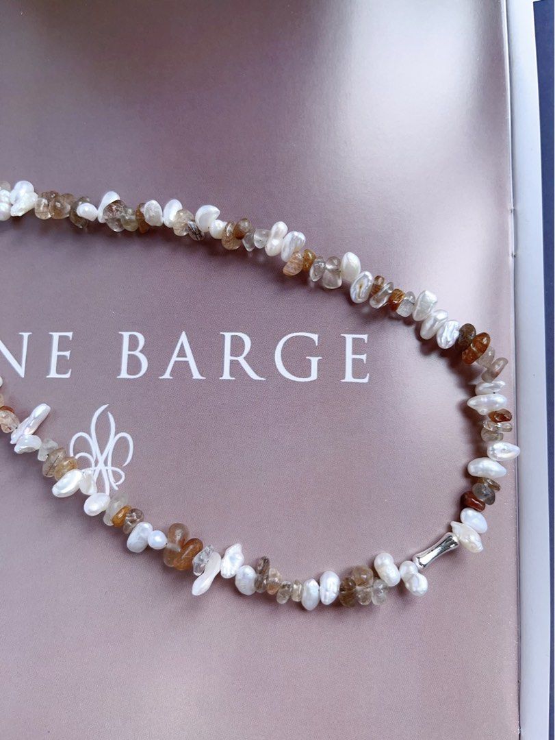#PN545 Gentle Brown |Freshwater Pearl Necklace |Rutilated Quartz |Baroque Pearl