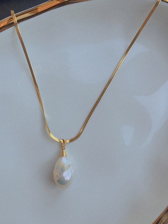 Genuine Freshwater Pearl Necklace & Earrings Set |Big Irregular Shaped Baroque Pearls|Excellent Luster