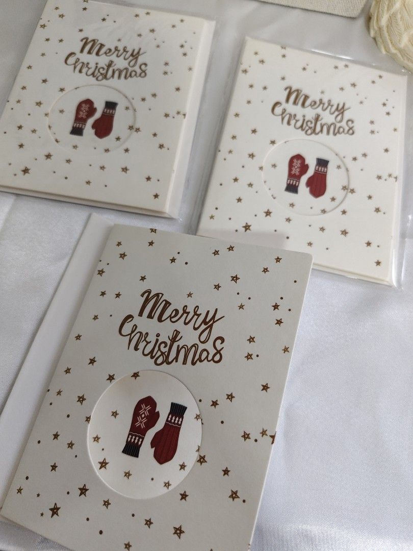 GIFT Cards with Envelope 🎁 🎄 Christmas Greeting Cards with Mittens Design| For Jewelry Orders from the Store