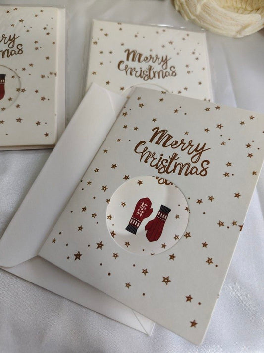 GIFT Cards with Envelope 🎁 🎄 Christmas Greeting Cards with Mittens Design| For Jewelry Orders from the Store