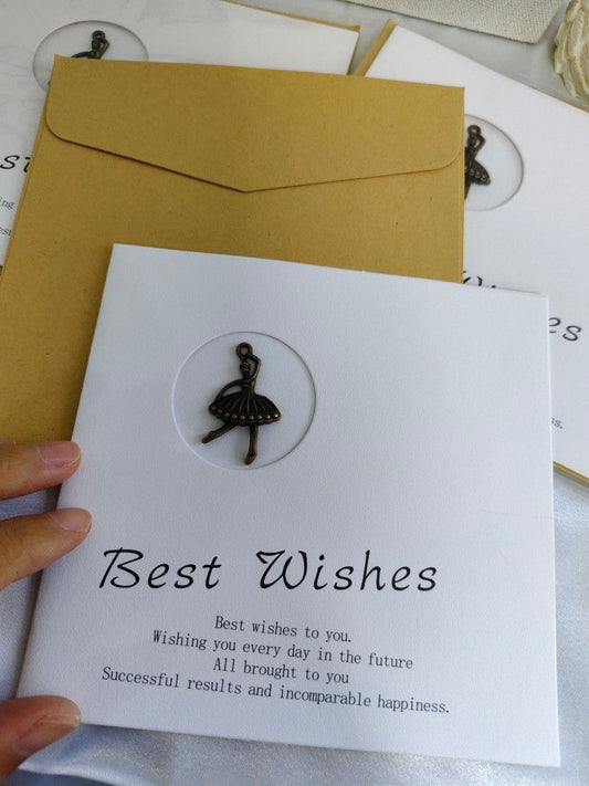 Gift Cards with Envelope 💝 Best Wishes Greeting Cards with Ballerina Charm| For Jewelry Orders from the Store