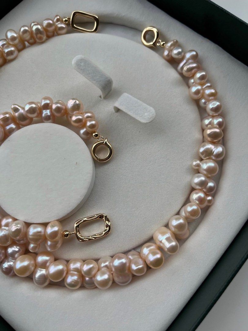 #PN509 [Clearance Sale] Golden Peanut |Freshwater Pearl Necklace & Bracelet Set|Peanut Shaped Pearl |Natural Colours & Shapes|Superb Lustre|Strong Presence
