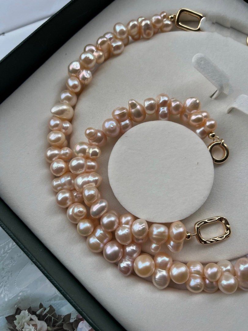 #PN509 [Clearance Sale] Golden Peanut |Freshwater Pearl Necklace & Bracelet Set|Peanut Shaped Pearl |Natural Colours & Shapes|Superb Lustre|Strong Presence
