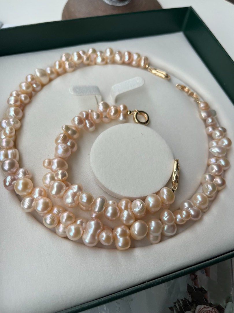 #PN509 [Clearance Sale] Golden Peanut |Freshwater Pearl Necklace & Bracelet Set|Peanut Shaped Pearl |Natural Colours & Shapes|Superb Lustre|Strong Presence