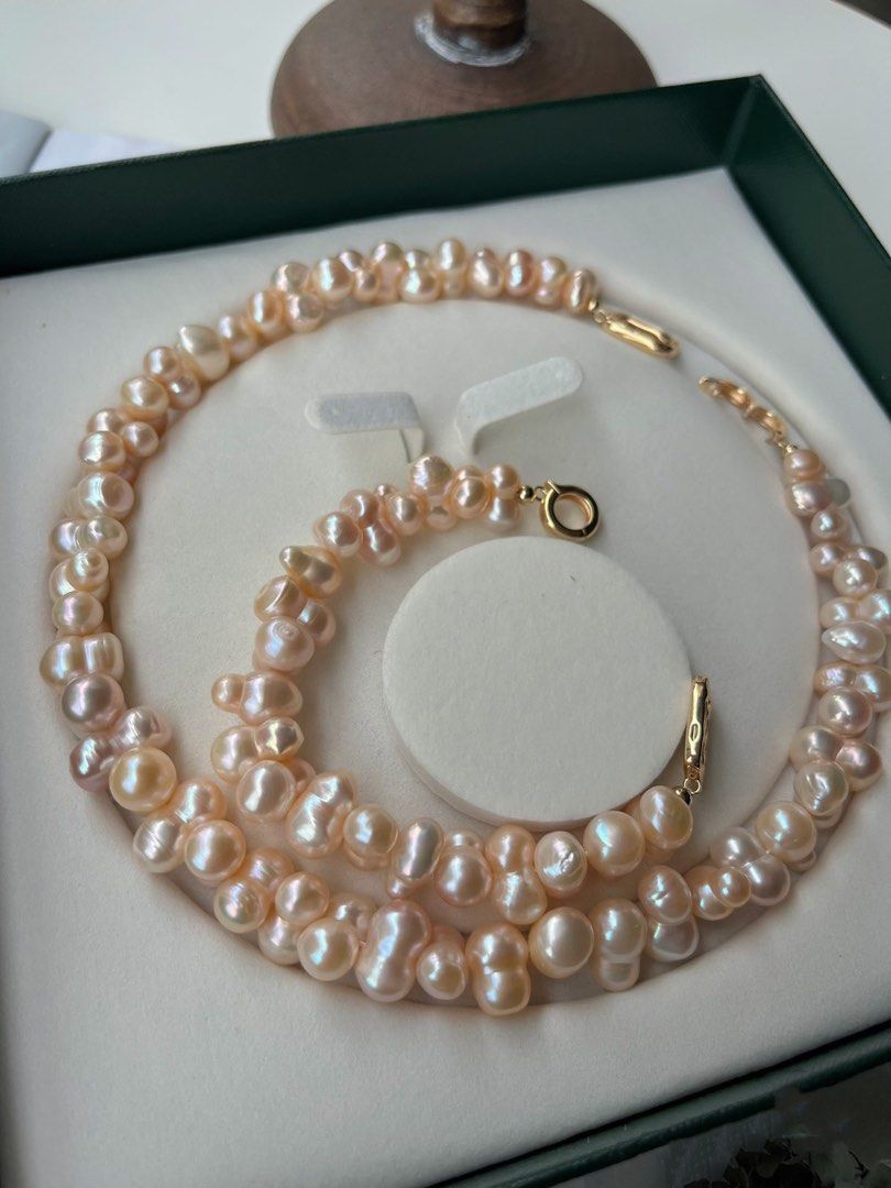 #PN509 [Clearance Sale] Golden Peanut |Freshwater Pearl Necklace & Bracelet Set|Peanut Shaped Pearl |Natural Colours & Shapes|Superb Lustre|Strong Presence