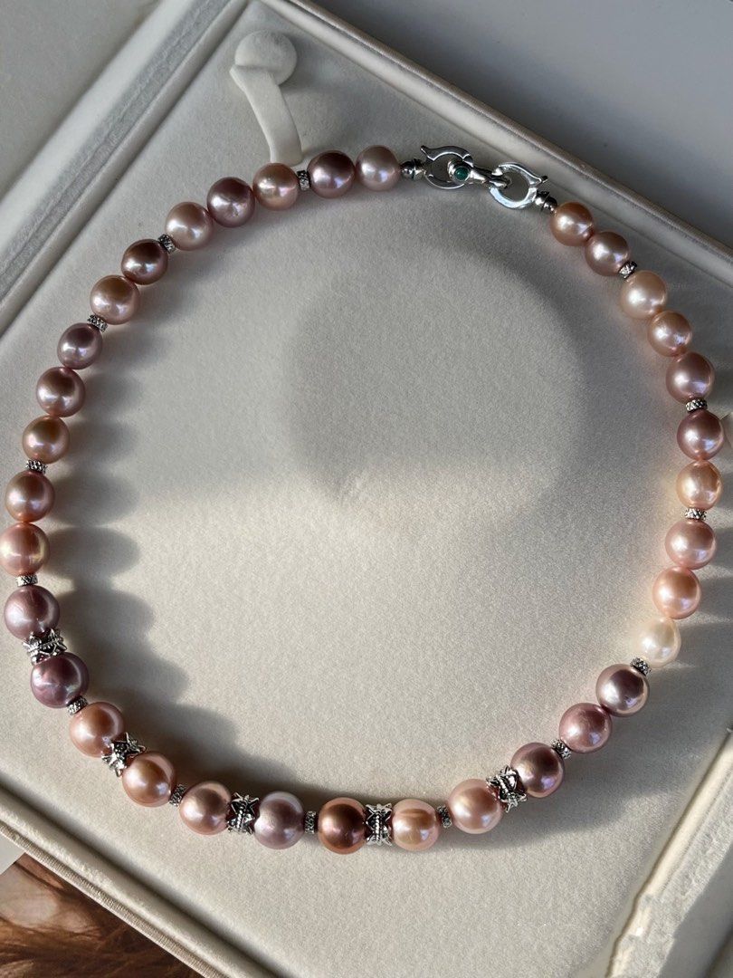 #PN518 Gorgeous Purple |Freshwater Pearl Necklace |Edison Pearl |Lustrous|Slight Natural Flaws|Smooth Surface |Big Size|Metallic, Golden Lustre