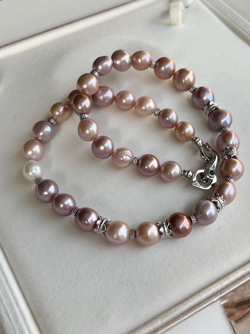 #PN518 Gorgeous Purple |Freshwater Pearl Necklace |Edison Pearl |Lustrous|Slight Natural Flaws|Smooth Surface |Big Size|Metallic, Golden Lustre