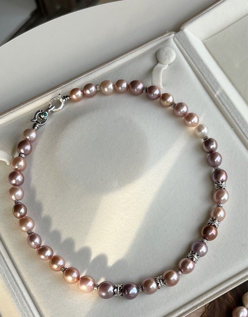 #PN518 Gorgeous Purple |Freshwater Pearl Necklace |Edison Pearl |Lustrous|Slight Natural Flaws|Smooth Surface |Big Size|Metallic, Golden Lustre