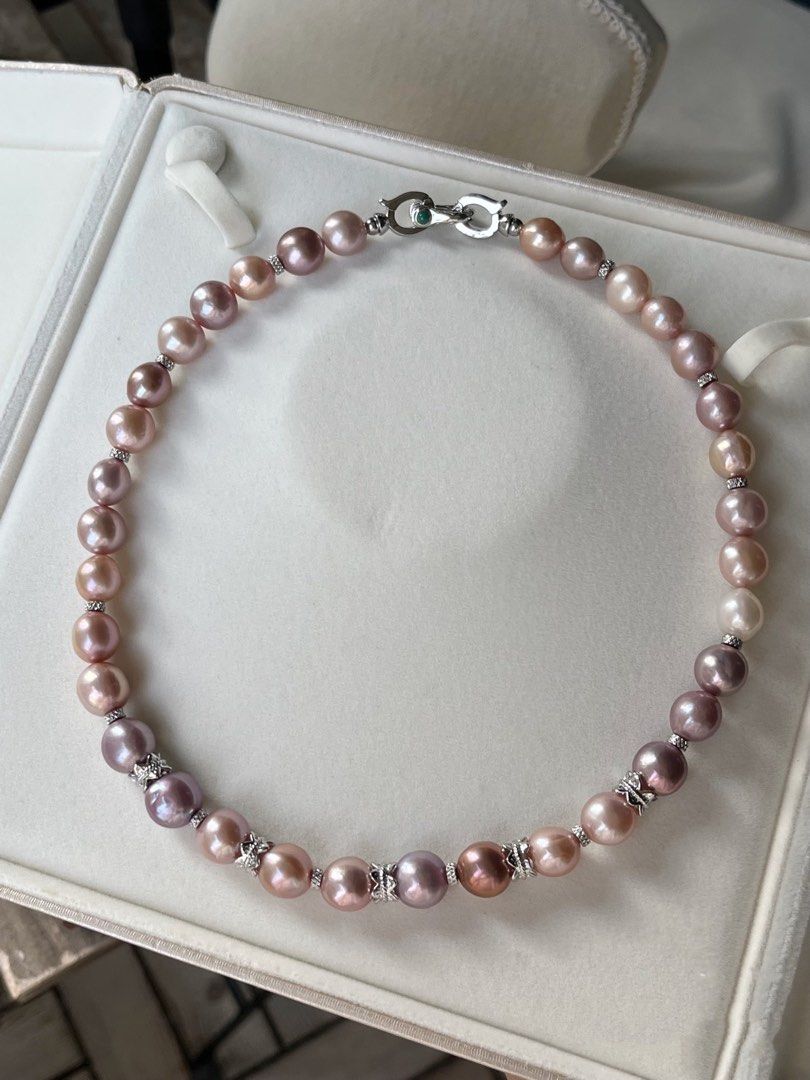 #PN518 Gorgeous Purple |Freshwater Pearl Necklace |Edison Pearl |Lustrous|Slight Natural Flaws|Smooth Surface |Big Size|Metallic, Golden Lustre