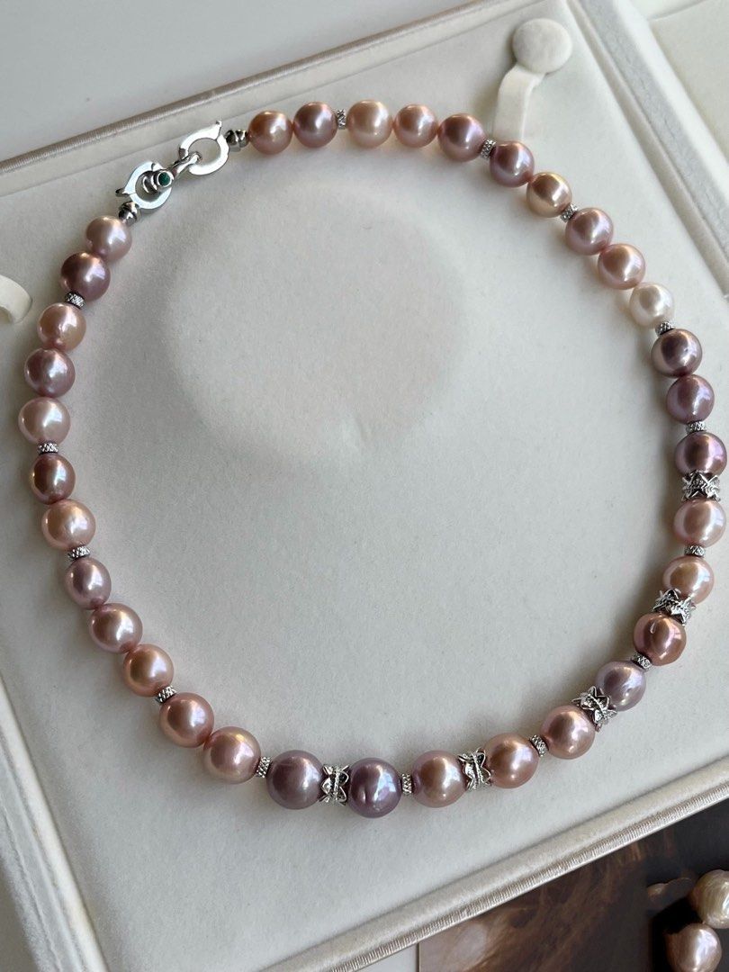 #PN518 Gorgeous Purple |Freshwater Pearl Necklace |Edison Pearl |Lustrous|Slight Natural Flaws|Smooth Surface |Big Size|Metallic, Golden Lustre